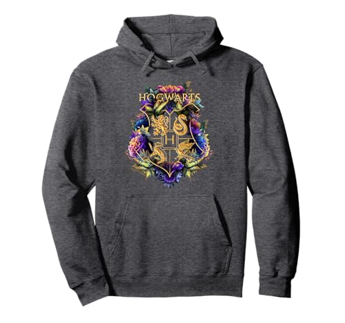 Harry Potter Hogwarts Multi-Colored Floral Crest, V-Ausschnitt, Pullover Hoodie, Langarm
