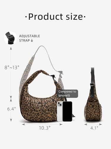Image of WESTBRONCO Small Puffer Crescent Shoulder Bag for Women, Nylon Quilted Shoulder Purses, Puffy Handbags with Adjustable Strap