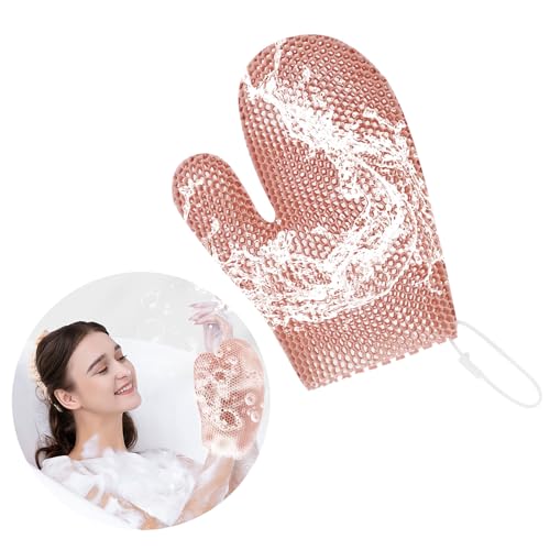 Honeycomb Exfoliating Bath Gloves – Microfiber for Enhanced Blood Circulation & Soft, Smooth Skin – Exfoliating Shower Mitt Sponges for All Skin Types (Pink – Glove)