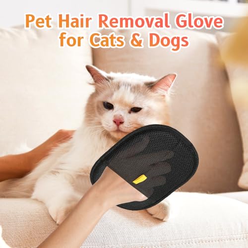 Image of Cat Grooming Gloves, Pet Hair Removal Glove for Cats & Dogs, 2025 New Upgrade Efficient Grooming Gloves for Pet Hair, Reusable Pet Hair Glove