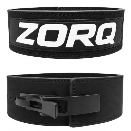 ZORQ 10mm Lever Belt Weight Lifting Belt - Genuine Leather Powerlifting Belt for Men & Women, 4 Inch Wide Gym Belt with Quick-Release Steel Lever Buckle for Squats, Deadlifts & Strength Training (Black, X-Large)