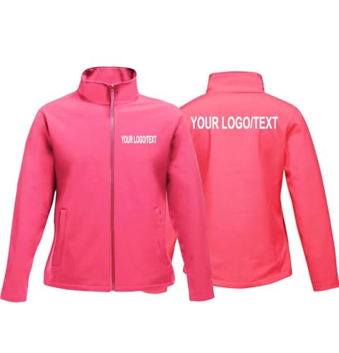 PROSTYLE SPORTS Custom Printed Personalised Women's Softshell Jacket outdoor jacket, office work Gift casual jacket (UK, Alpha, L, Regular, Regular, Pink)