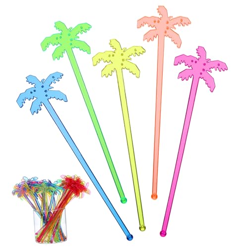 FONDOTIN Stirring Sticks Fruit 150pcs Coconut Tree Stir Bar Mixing Stirrer Palm Tree Drinking Stirrers for Bar Home
