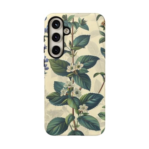 Coque Samsung S24 Plus rigide mate motif botanique vintage herbes sauvages