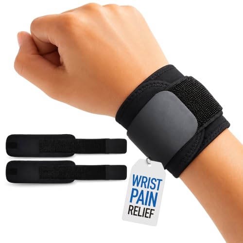 2-Pack Wrist Wraps for Wrist Tendonitis - Wrists Brace Carpal Tunnel Pain Relief - Ganglion Cyst Support or Carpal Tunnel Splint - Compression Straps for Weightlifting Women Men Left & Right Hand