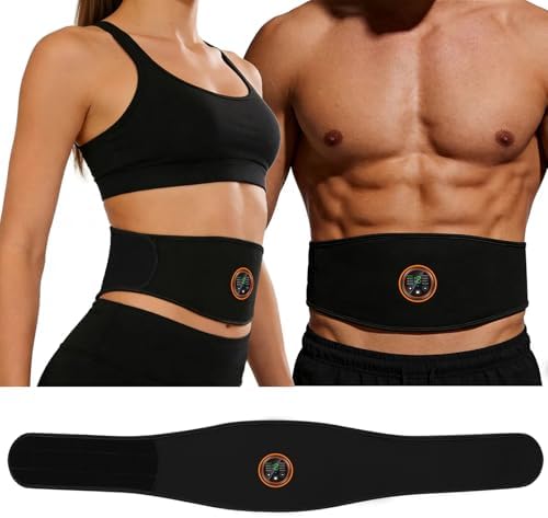 CWTUL Electronic Muscle Stimulator, EMS Abs Stimulator Fitness Belt 8 Modes for Fat Burning & Muscle Toning, Rechargeable Fitness Strength Training Workout Equipment for Men and Women