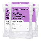 Amazon Basics Cotton Balls, Hypoallergenic, Makeup Remover, Multi-Purpose Use, Baby Care, 600 Count (3 Packs...