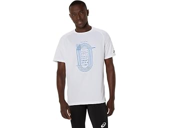 ASICS Mens Brilliant White Track Graphic Short Sleeve TOP - S