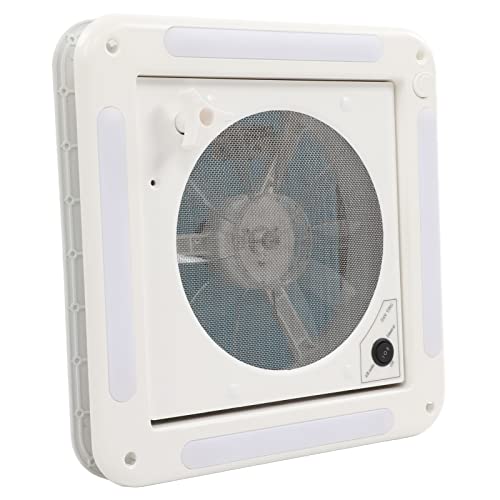 BUQE Ventilador de techo para caravana, modo dual, resistente al agua, 10 aspas, 12 V, 360 x 360 mm, ventilador de escape para techo de baño para furgoneta y remolque