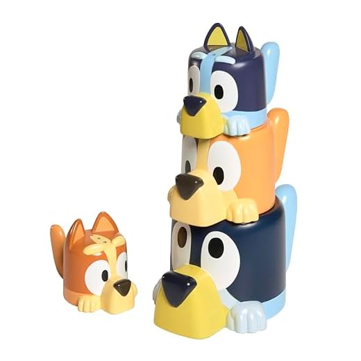 TOMY Toomies Bluey Bath Toys - Bluey's Family Pourers - Includes Chilli, Bandit, Bingo and Bluey Figures - Nesting and Stacking Cups for Bath, Beach or Pool - 4 Count - Ages 18 Months and Up