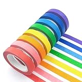 UMETDO 8PCS Colored Masking Tape - Painters Tape, Rainbow Colors Rolls, Kids Art Supplies, Great for Crafts, Labeling, DIY Decorative, 1/2 Inch Masking Tape- Tiny Size