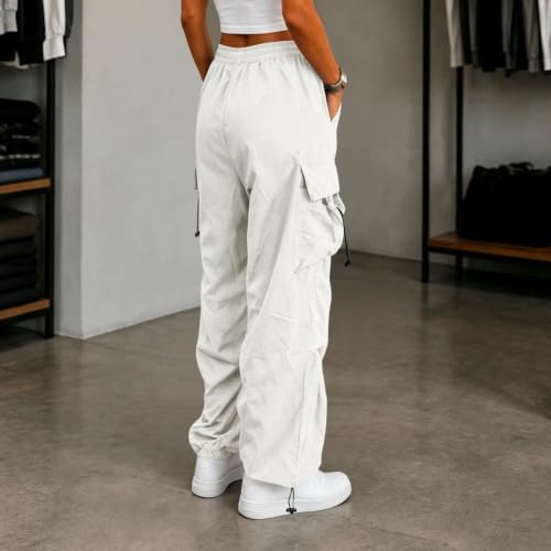 Women's Cargo Pants Drawstring Waist Wide Leg Utility Work Trousers - image 6