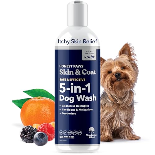Honest Paws Dog Shampoo and Conditioner - Premium Dog Wash for Allergies and Dry, Itchy, Moisturizing for Sensitive Skin - Sulfate Free, Plant Based, All Natural - 8 Fl Oz