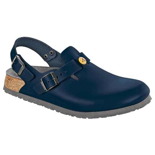 BIRKENSTOCK Super Birki Clogs, Farbe: Red, Größe: 45 4 BIRKENSTOCK Zuecos 61398-37, Modelo Tokio, antiestáticos y de piel Natural, Con plantilla estrecha, Color Azul, Talla 37