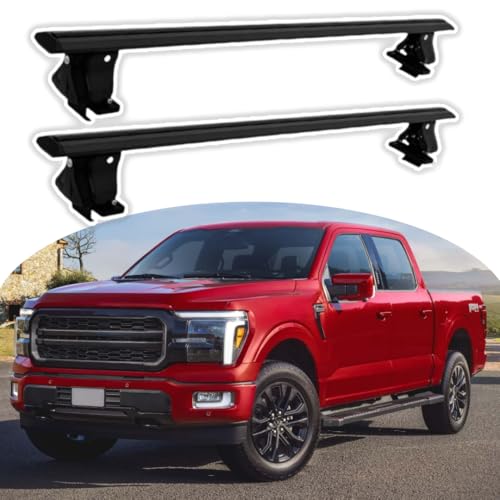 Without Roof Rail Rack Lockable Cross Bar Crossbar Fits for Ford F-150 SuperCrew Cab 2015-2023 2024 2025 Rooftop Cargo Carrier Luggage Rack Crossbar(Black)