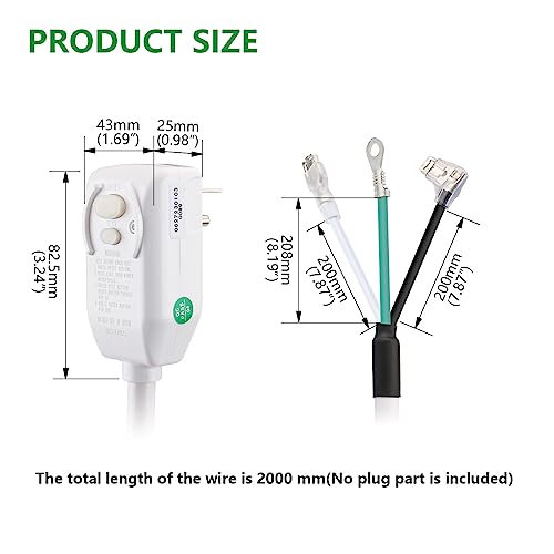 Wengart LCDI Power Cord for Air Conditioners, 240V 15A NEMA 6-15P Replacement AC Cable with Leakage Current Detection Interrupter, Heavy Duty AC Power Plug for Window & Portable Units, White by WENGART - Used condition - Image 4