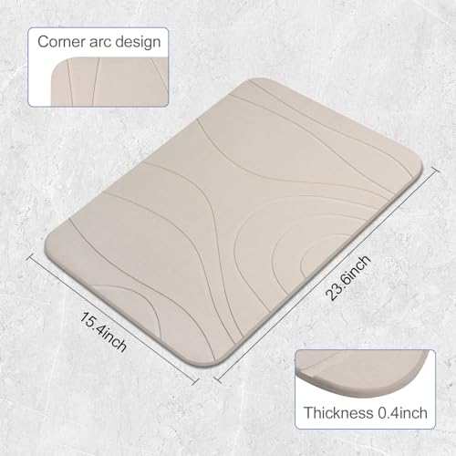 HUMIGA Stone Bath Mat, 2 Pack Diatomaceous Earth Shower Mat, Non-Slip Super Absorbent Quick Drying Bathroom Floor Mat, 24x15, Greyish White by HUMIGA - Image 3