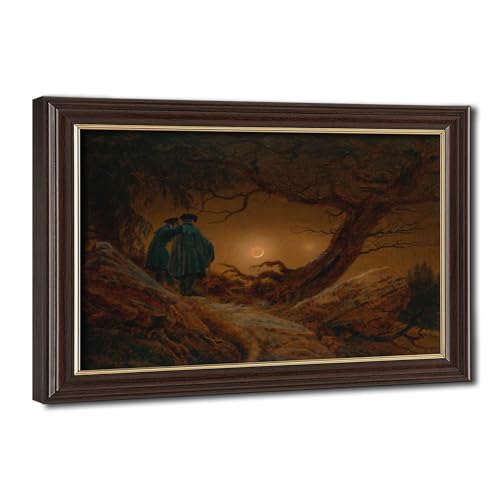 Toile Two Men Contemplating The Moon Friedrich pour décoration murale de salon et bureau