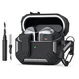 YLK Coque Compatible avec Samsung Galaxy Buds 3 Pro/Buds 3 avec Kit de Nettoyage, Coque de Militaire, Coque Dure avec Serrure Anti Choc Etui de Protection avec Porte clés (Noir)