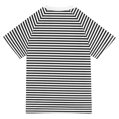 CaTaKu Cute Black Striped Boys Rash Guard Swim Shirts Toddler Quick Dry UPF 50+ Rashguard Short Sleeve 3-12T2