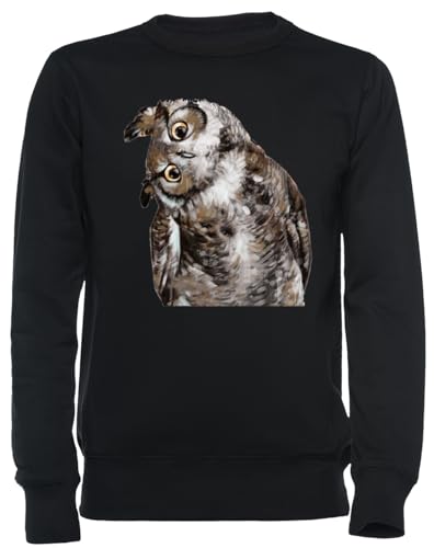 Sweat-shirt noir unisexe Hibou pull col rond vêtements