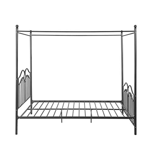 Christopher Knight Home Simona Traditional Iron Canopy Queen Bed Frame, Charcoal Gray #TOP6