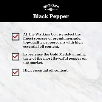 Watkins Gourmet Organic Spice Tin, Ground Black Pepper, 4 oz