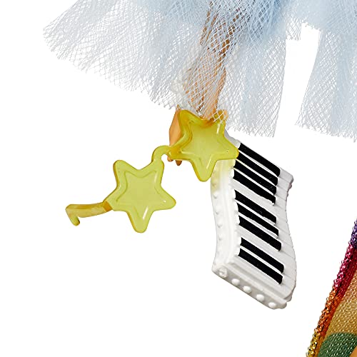 Barbie GYJ78 - Extra Puppe, Regenbogenkleid, blaue Rüschenjacke, Haustier-Krokodil, lange brünette Haare, mehrlagiges… – Bild 6