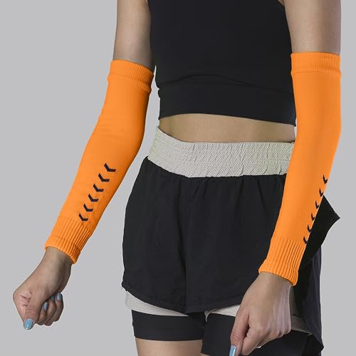 Kit 2 Manguito Segunda Pele Proteção Solar UV Feminino Masculino Volei Ciclismo Beach Tennis (Laranj