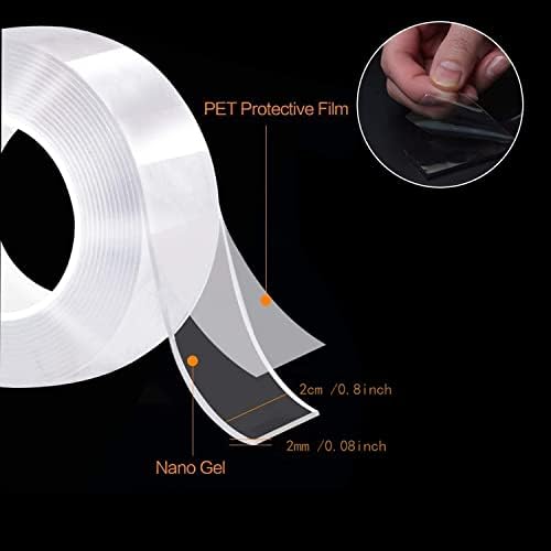 Double Sided Adhesive Tape Mounting Tape Sticky Pads Tape No Marks Reusable Clear Tape for Picture Hanging Paste Items Household (1 PCS, 3Meter x 2cm x 2mm)
