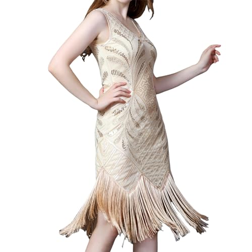 Robe fluide années 1920 confortable contre les irritations pour fêtes et cocktails