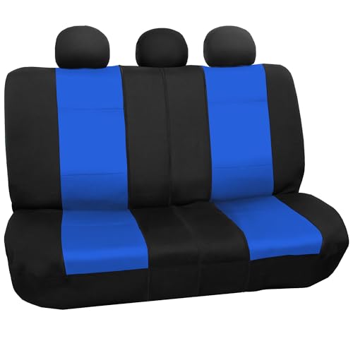 FH Group Waterproof Neoprene Car Seat Covers Rear Set– Universal Fit Split Bench Back Seat Cover, Durable Automotive Seat Protector for Cars, SUVs & Vans, Blue/Black by FH Group - Used condition - US$26.57