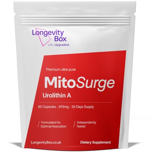 Longevity Box MitoSurge Urolithin A 500mg – High-Strength Cellular Repair & Energy Supplement – Supports Muscle Strength, Mitochondrial Function & Healthy Aging – 60 Capsules – 30-Day Supply