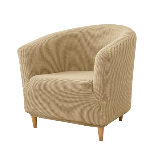 PENDEJATO Stretch Tub Chair Covers, 1-Piece Club Chair Slipcover Soft Jacquard Barrel Chair Cover Armchair Slipcovers Furniture Protector for Living Room (Khaki) by PENDEJATO - Used condition - US$15.25