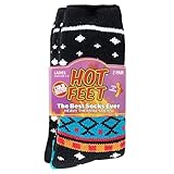HOT FEET Thermal Socks For Women - Warm & Thick Insulated Crew Socks for Cold Winter Weather, Cute Colorful Womens Warm Socks. Black/Fair Isle