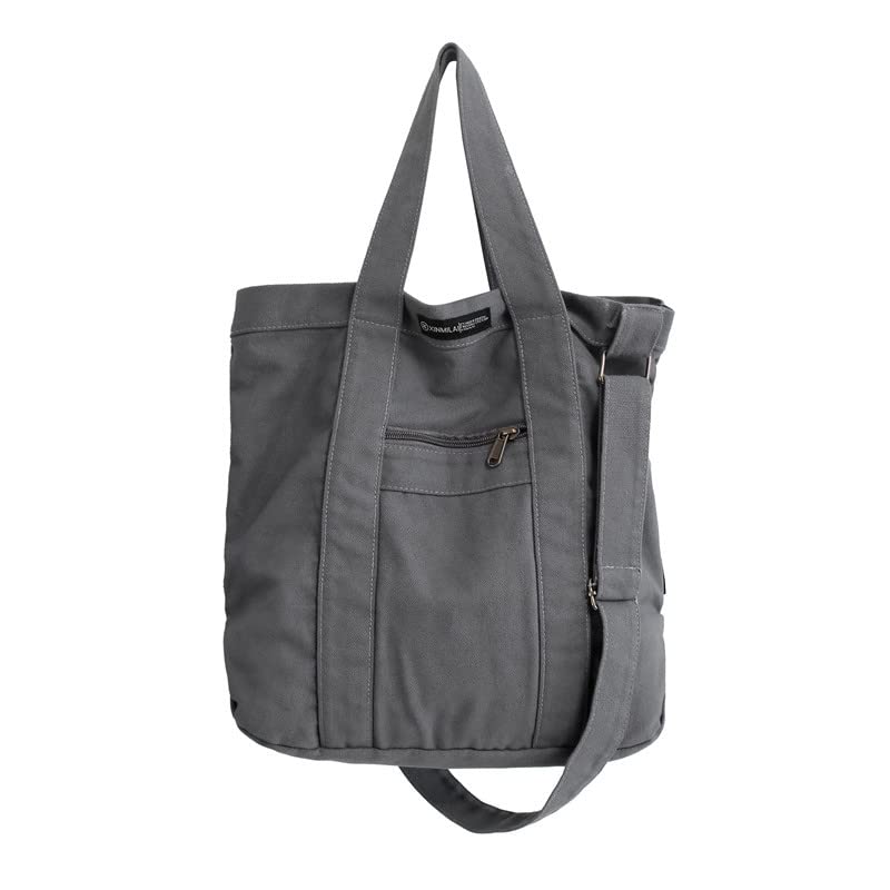 Bolso crossbody vintage de lona gris para mujer miniatura 1