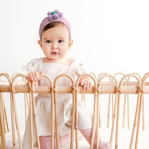 Image of BAKEFY - 6 Kids Soft Elastic Hairband Large Flower Baby Headband Infant Hair Accessories Baby Headband Turban Knotted Hair Band For Girls For Newborn, Multicolor