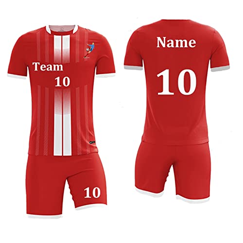 XYXYMM Personalizada Camiseta de fútbol Personalizada Nombre Número Logotipo del Equipo Niños Fútbol Masculino y Femenino Ropa for niños Camiseta de fútbol Personalizada for Hombres (Color : Rot) Cover