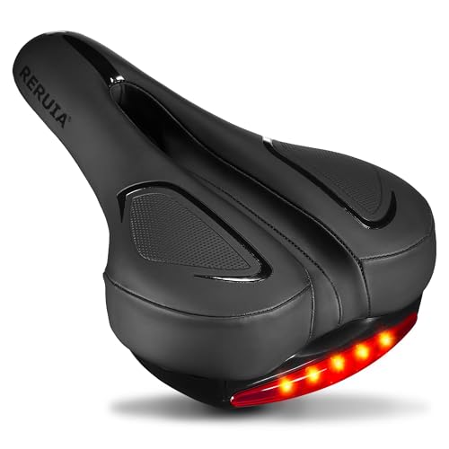 RERUIA Comfortable Bike Seat with Light - Comfy Bike Saddle