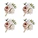 Furnily Peony Boutonnieres with Pin Set of 4 Silk Groom Flower Boutonniere for Men Wedding Prom Suit Decoration(Champagne)