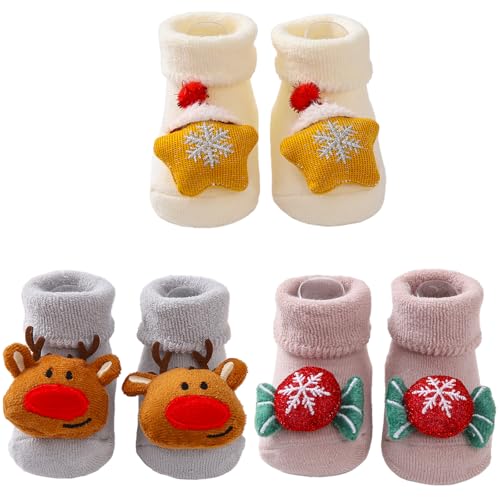 Chaussettes Sensorielles beb Hochet naissance, noël antiderapante, jouet 0-12 mois, jeux d’éveil hiver enfant (FR/ES, âge, 12 mois, beb)