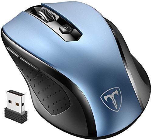 VicTsing Ratón Inalámbrico Mini, Portátil 2.4G con Receptor Nano, 6 Botones, 2400DPI, 5 dpi Adjustables (Azul)