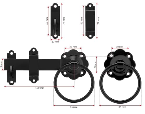 Black Ring Gate Latch, Garden Gate Latch, Door Catch, Gate Latches, Gate Latch, Door Latch, Gate Lock, Door Latches - Image 4