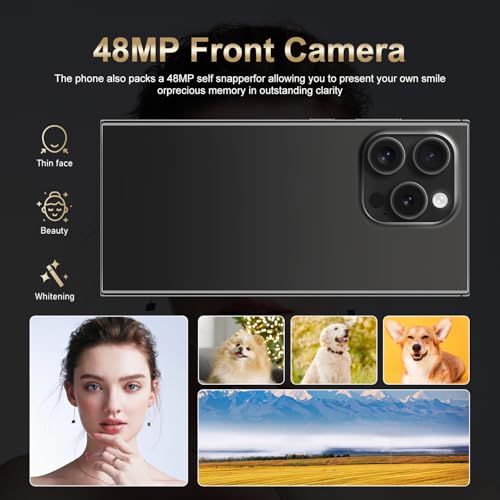 SafetySay Unlocked Cell Phones C24 Ultra Smartphone Android 13 Phones 8GB+256GB/6.8" HD Screen/Dual SIM/108MP+48MP Camera/6800 mAh/Built-in Pen (Deep Black)