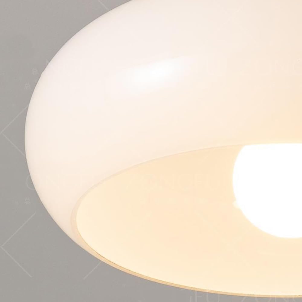 Milk Glass Semi Flush Mount Ceiling Light Gold Pole Mid Century Modern Ceiling Hanging Lamp Cream White Vintage Nordic Coastal Ceiling Pendant Lights for Kitchen Bedroom Cafe Dining Room