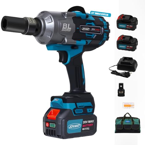 jovant Cordless Impact Wrench Kit, 20V MAX 3/4 Impact Gun, 1474Ft-lbs(2000N.m) Brushless Impact Wrenches, Power Wrench with 6-Mode Speed, 2x4.0Ah Batteries Cordless Impact Driver for Car/Mower