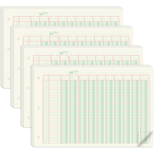 gisgfim 10 Column Ledger Columnar Analysis Pad 3 Hole Analysis Accounting Book 16.4 x 11 inch Ledger Paper Pad Double Page Format Columnar Pads for Business Accounting Bookkeeping & Data(4 Pads)