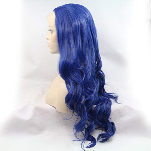 Lurrose Capa de cabelo longo cacheado de fibra química testa renda elmo Peruca de cabelo requintado