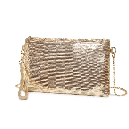 Miss Lulu Pochette Donna Elegante - Pochette con glitter sottili