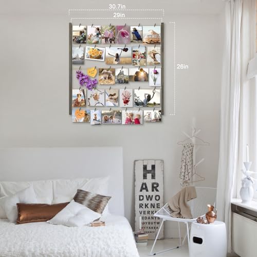 Love-KANKEI-Wood-Picture-Photo-Frame-for-Wall-Decor-2629-inch-with-30-Clips-and-Adjustable-Twines-Collage-Artworks-Prints-Multi-Pictures-Organizer-and-Hanging-Display-Frames-Gift-Weathered-Grey Love KANKEI Wood Picture Photo Frame for Wall Decor 2629 inch with 30 Clips and Adjustable Twines Collage Artworks Prints Multi Pictures Organizer and Hanging Display Frames Gift Weathered Grey